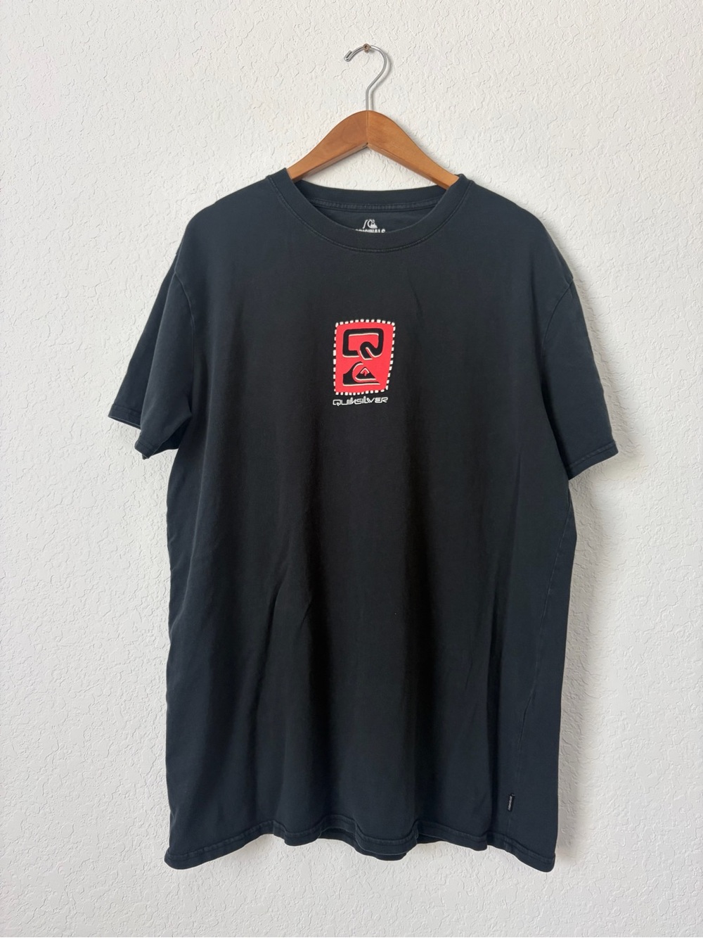 Quiksilver Black Tee with Red Logo Patch
